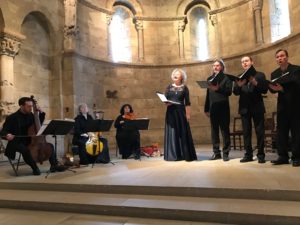 Andrew Arceci, Carol Lewis, Shira Kammen, Anne Azema, Joel Frederiksen, Michael Barrett, Daniel Hershey. Fuentiduena Chapel, The Met Cloisters, New York